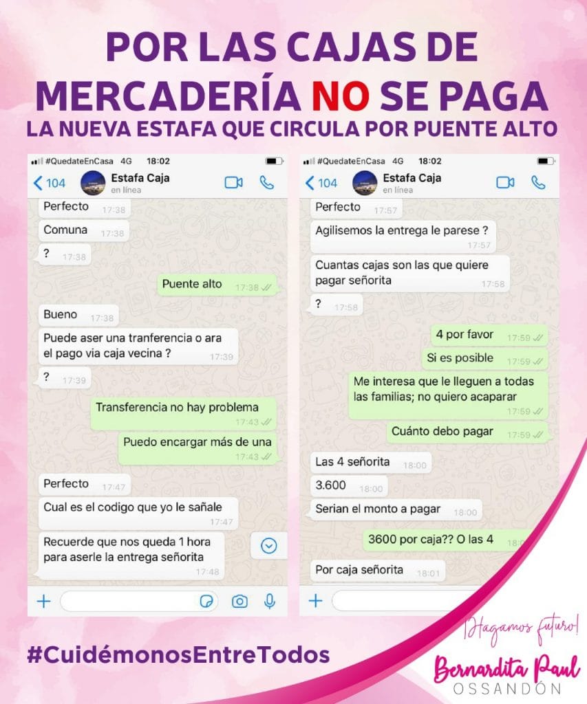 Por las cajas de mercadería no se paga, la nueva estafa que circula en Puente Alto