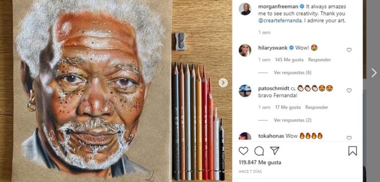 Hasta Morgan Freeman comentó: puentealtinos destacan con retratos de famosos