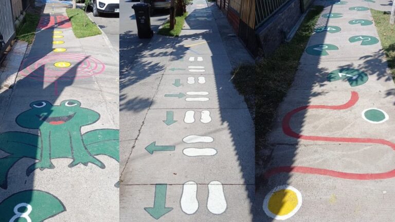 ¡Vecinos de Casas Viejas pintaron sus veredas para incentivar el deporte! Veredas pintadas en Casas Viejas