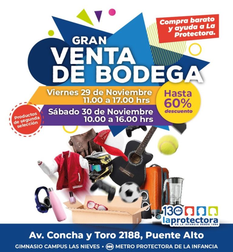 Con descuentos de hasta un 60% y abierto a todo público: Se realizará venta de bodega en La Protectora de la Infancia