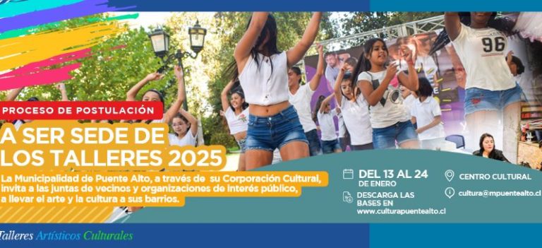Revise todos los detalles: Corporación Cultural de Puente Alto abre postulaciones para ser sede de talleres 2025