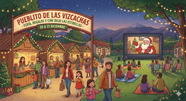 Feria, regalos y cine bajo las estrellas: el panorama navideño que llega al Pueblito de Las Vizcachas