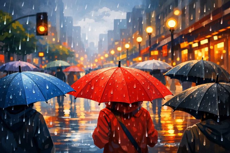 Lluvia vuelve a Santiago este fin de semana: revisa cuando comienza el sistema frontal Imagen de lluvia en la ciudad