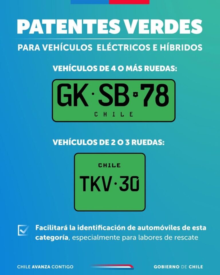 Patente verde en Chile: así funciona la nueva placa para vehículos eléctricos e híbridos enchufables